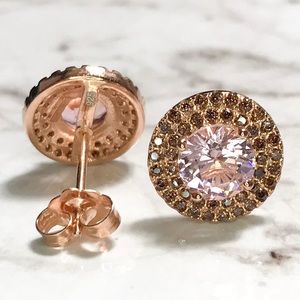 NEW 14k gold on sterling silver halo earrings